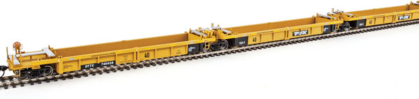 Walthers Mainline Thrall 5-Unit Rebuilt 40' Well Car - Ready to Run -- TTX DTTX 740428 A-E (yellow, large black and white logo) - 910-55608