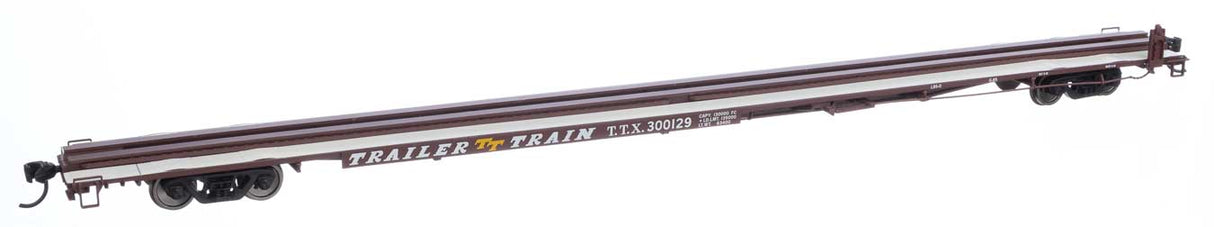 Walthers Mainline 85' General American G85 Flatcar - Ready to Run -- TTX (Brown) #300129 - 910-5563