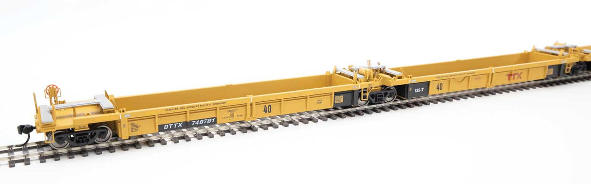 Walthers Mainline Thrall 5-Unit Rebuilt 40' Well Car - Ready to Run -- Trailer-Train DTTX #748781 A-E (yellow, Large Red Logo) - 910-55654