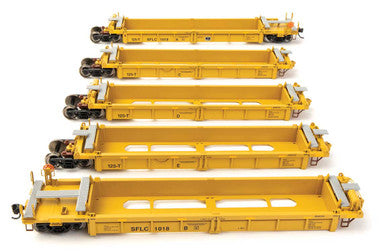 WalthersMainline HO Thrall 5-Unit Rebuilt 40' Well Car - Ready to Run -- BNSF Santa Fe Leasing SFLC #1018 - 910-55676