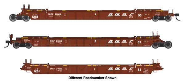 WalthersMainline HO NSC Articulated 3-Unit 53' Well Car - Ready-to-Run -- BNSF Railway #211524