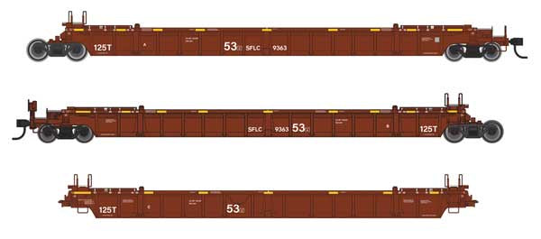 WalthersMainline HO NSC Articulated 3-Unit 53' Well Car - Ready-to-Run -- Santa Fe (ATSF) Leasing Co. SFLC #9224