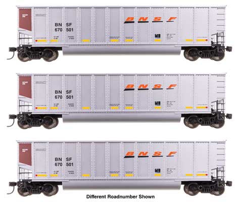 WalthersMainline HO 50' Bethgon Coalporter Gondola 3-Pack - Ready to Run -- BNSF #670668, #670699, #670701