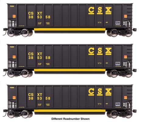 WalthersMainline HO 50' Bethgon Coalporter Gondola 3-Pack - Ready to Run -- CSX #382385, #382394, #384184