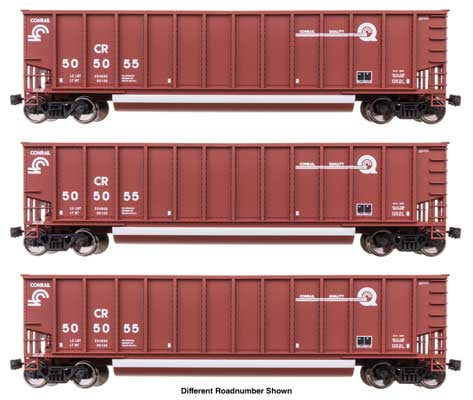 WalthersMainline HO 50' Bethgon Coalporter Gondola 3-Pack - Ready to Run -- Conrail (CR) #504250, #505294, #505437