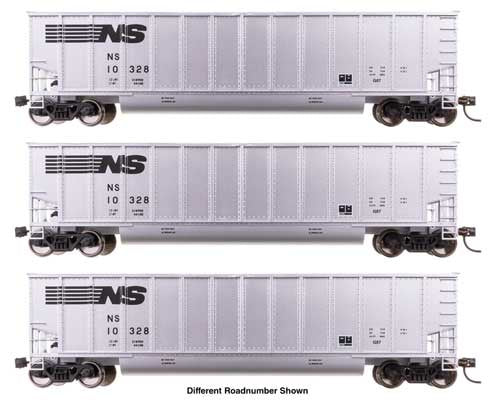 WalthersMainline HO 50' Bethgon Coalporter Gondola 3-Pack - Ready to Run -- Norfolk Southern (NS) #10315, #10408, #10530