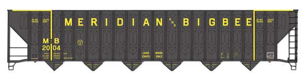 WalthersMainline HO 73' Greenville 7,000 Cubic Foot Wood Chip Hopper - Ready to Run -- Meridian & Bigbee #2004