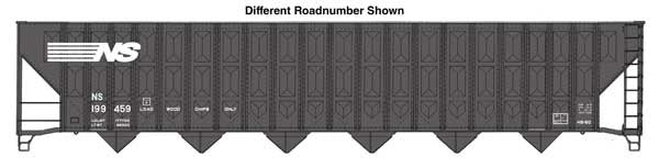 WalthersMainline HO 73' Greenville 7,000 Cubic Foot Wood Chip Hopper - Ready to Run -- Norfolk Southern #199497