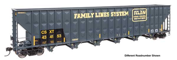 WalthersMainline HO 73' Greenville 7,000 Cubic Foot Wood Chip Hopper - Ready to Run -- CSX #434198 (Patched Family Lines SCL/FLS)