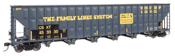 WalthersMainline HO 73' Greenville 7,000 Cubic Foot Wood Chip Hopper - Ready to Run -- CSX #433330 (Patched Family Lines L&N/FLS)