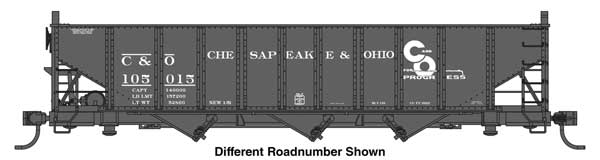 WalthersMainline HO 70-Ton AAR 3-Bay Open Hopper - Ready to Run -- Chesapeake & Ohio #105198