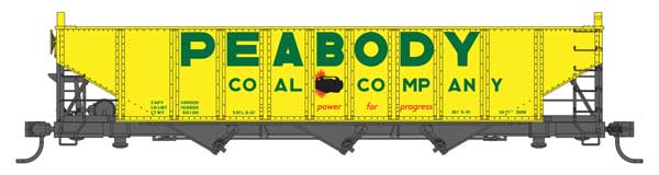WalthersMainline HO 70-Ton AAR 3-Bay Open Hopper - Ready to Run -- Peabody #6948