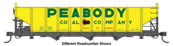 WalthersMainline HO 70-Ton AAR 3-Bay Open Hopper - Ready to Run -- Peabody #6969