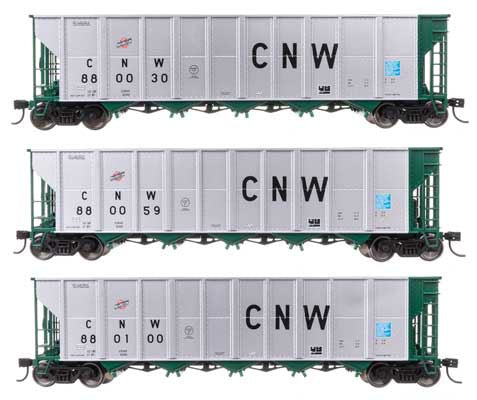 WalthersMainline HO 50' RD-4 Hopper 3-Pack - Ready to Run -- Chicago & North Western (C&NW) #880030, 880059, 880100