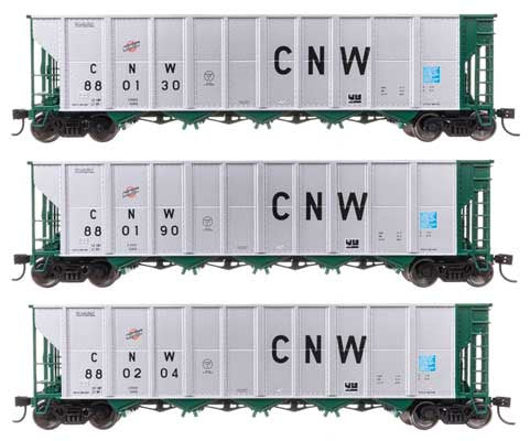 WalthersMainline HO 50' RD-4 Hopper 3-Pack - Ready to Run -- Chicago & North Western (C&NW) #880130, 880190, 880204