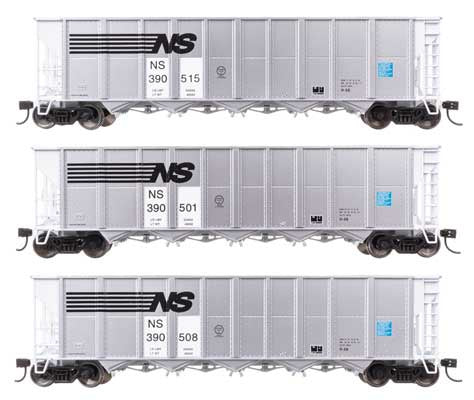 WalthersMainline HO 50' RD-4 Hopper 3-Pack - Ready to Run -- Norfolk Southern (NS) #390501, 390508, 390515