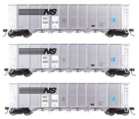 WalthersMainline HO 50' RD-4 Hopper 3-Pack - Ready to Run -- Norfolk Southern (NS) #390503, 390506, 390518