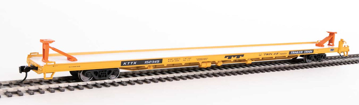 Walthers Mainline 89' Channel Side Flatcar - Ready to Run -- Trailer-Train KTTX #152345 (yellow, black; Twin 45') - 910-5720