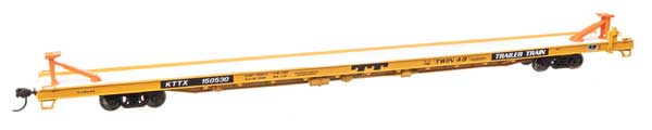 WalthersMainline 89' Channel Side Flatcar - Ready to Run -- Trailer-Train KTTX #150530 (yellow, black; Twin 45')