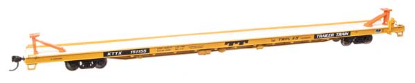 WalthersMainline 89' Channel Side Flatcar - Ready to Run -- Trailer-Train KTTX #151155 (yellow, black; Twin 45')