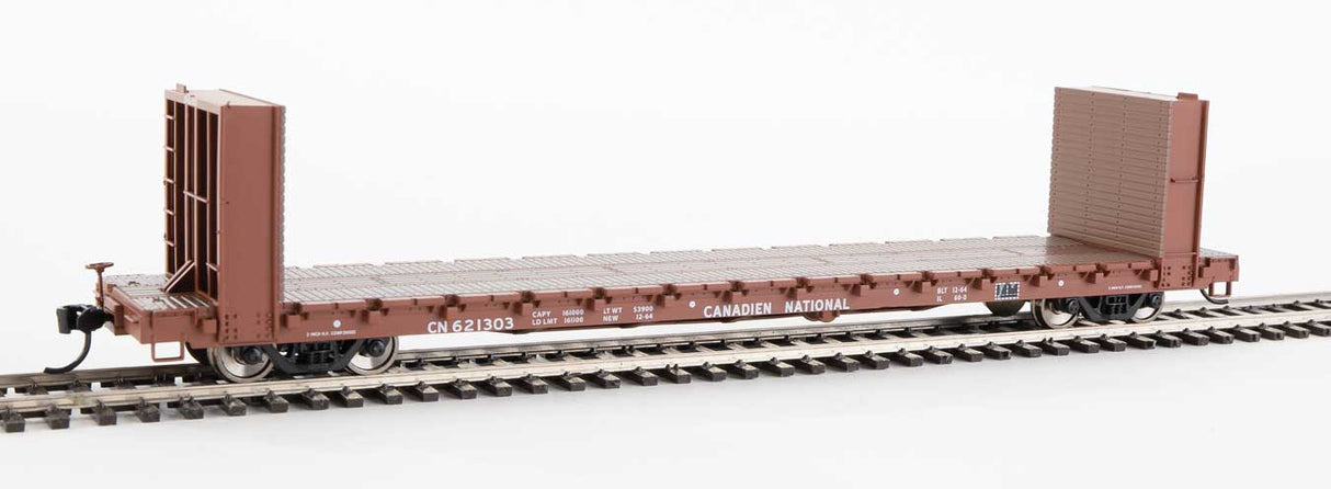 Walthers Mainline 60' Pullman-Standard Bulkhead Flatcar (48' IL) - Ready to Run -- Canadian National #621303 - 910-5801