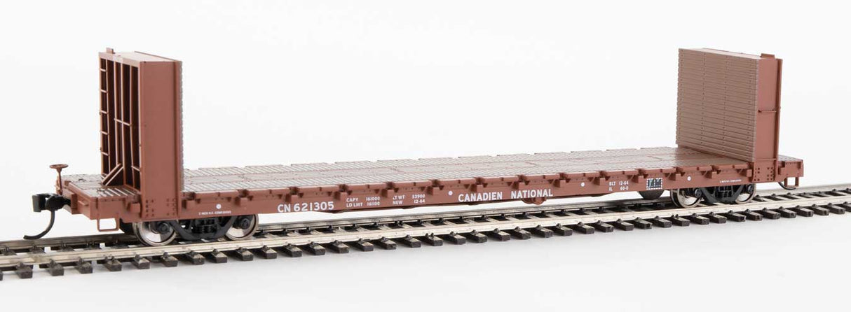 Walthers Mainline 60' Pullman-Standard Bulkhead Flatcar (48' IL) - Ready to Run -- Canadian National #621305 - 910-5802