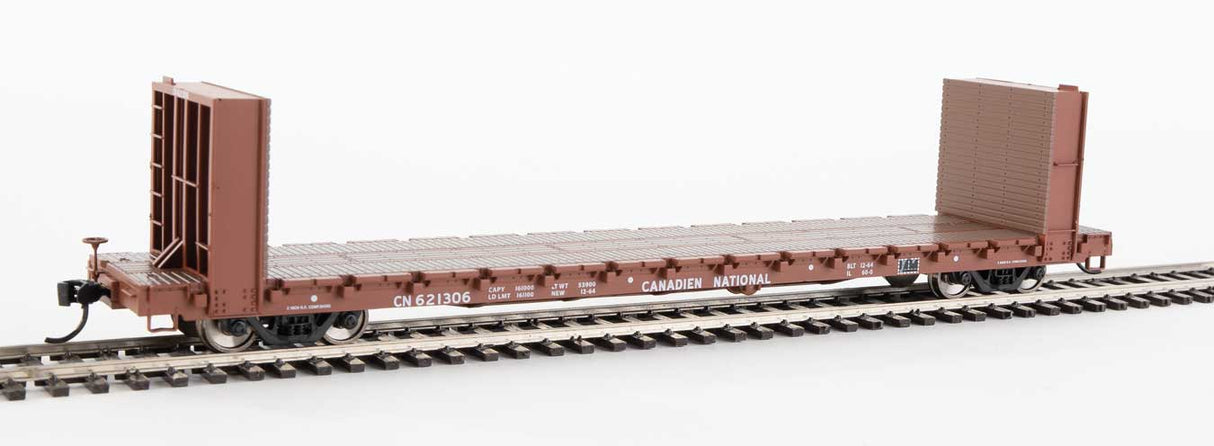 Walthers Mainline 60' Pullman-Standard Bulkhead Flatcar (48' IL) - Ready to Run -- Canadian National #621306 - 910-5804