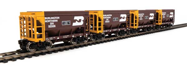Walthers Mainline 24' Minnesota Taconite Ore Car 4-Pack - Ready To Run -- Burlington Northern #95506, 95620, 95733, 95822 - 910-58076