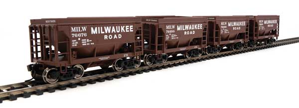 Walthers Mainline 24' Minnesota Taconite Ore Car 4-Pack - Ready To Run -- Milwaukee Road #76676, 76688, 76689, 76695 - 910-58080