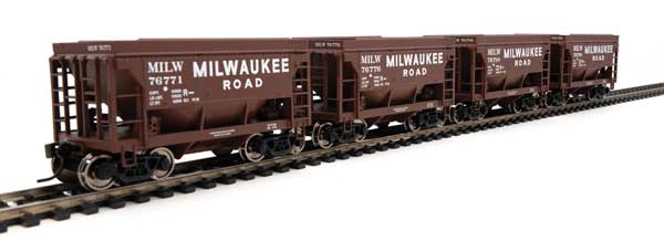 Walthers Mainline 24' Minnesota Taconite Ore Car 4-Pack - Ready To Run -- Milwaukee Road #76771, 76776, 76788, 76798 - 910-58081