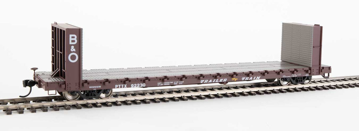 Walthers Mainline 60' Pullman-Standard Bulkhead Flatcar (48' IL) - Ready to Run -- Trailer-Train with B&O Bulkheads #92230 - 910-5814