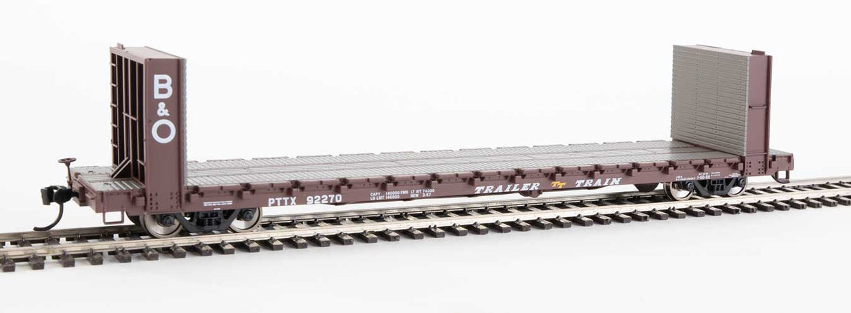 Walthers Mainline 60' Pullman-Standard Bulkhead Flatcar (48' IL) - Ready to Run -- Trailer-Train with B&O Bulkheads #92270 - 910-5815