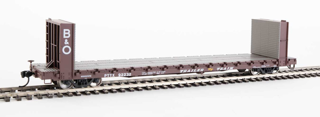 Walthers Mainline 60' Pullman-Standard Bulkhead Flatcar (48' IL) - Ready to Run -- Trailer-Train with B&O Bulkheads #92232 - 910-5816
