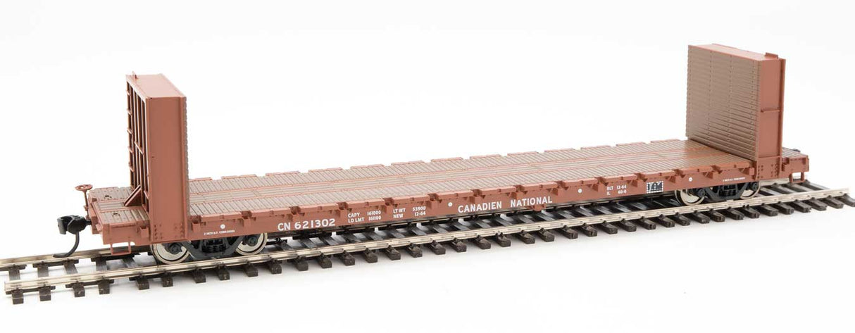 Walthers Mainline 60' Pullman-Standard Bulkhead Flatcar (48' IL) - Ready to Run -- Canadian National #621302 - 910-5833