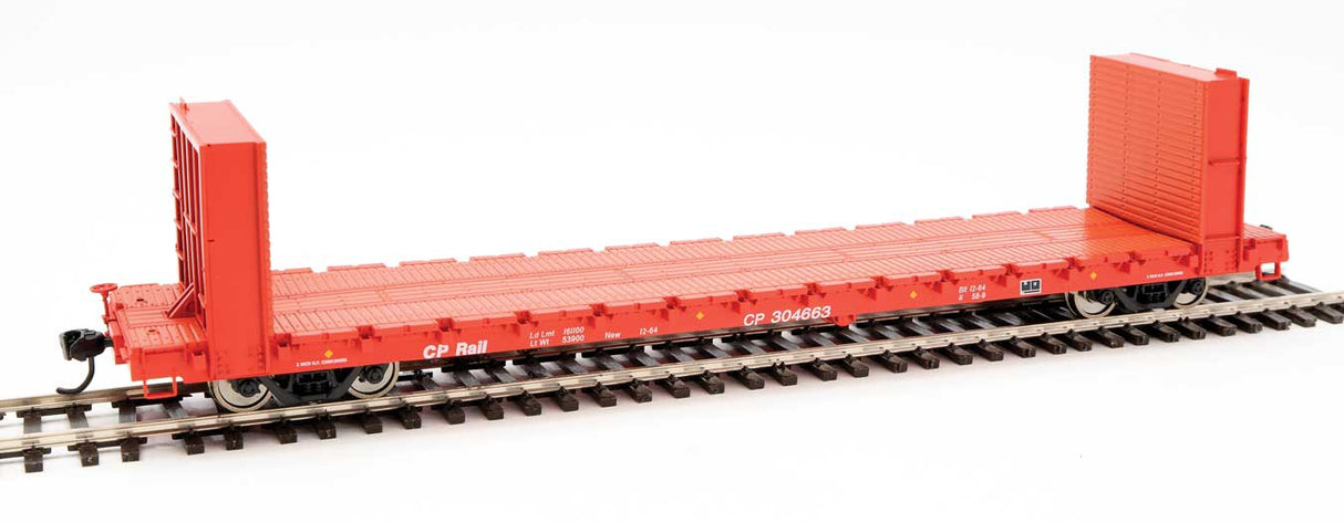 Walthers Mainline 60' Pullman-Standard Bulkhead Flatcar (48' IL) - Ready to Run -- Canadian Pacific #304663 - 910-5837