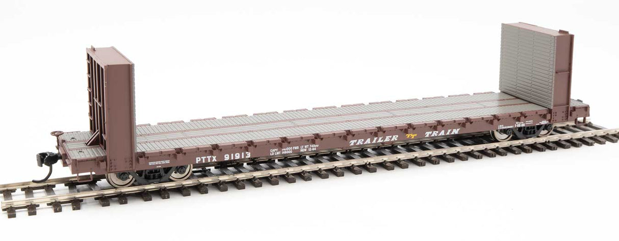 Walthers Mainline 60' Pullman-Standard Bulkhead Flatcar (48' IL) - Ready to Run -- Trailer Train #91913 - 910-5845