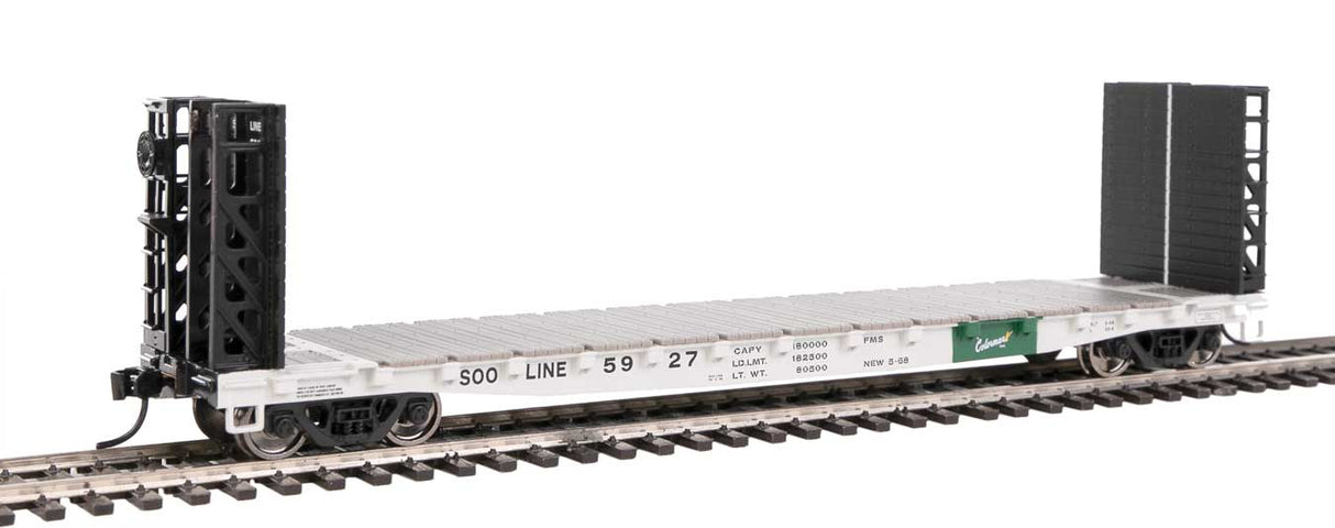 Walthers Mainline 53' GSC Bulkhead Flatcar - Ready to Run -- Soo Line #5927 (white, black, green) - 910-5914
