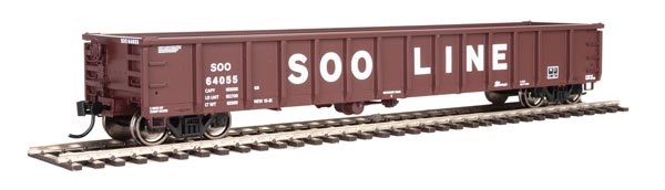 Walthers Mainline 53' Railgon Gondola - Ready To Run -- Soo Line #64055 (oxide, white, large name) - 910-6229
