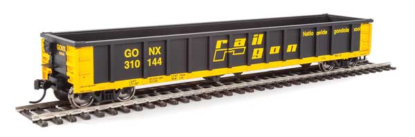Walthers Mainline 53' Railgon Gondola - Ready To Run -- Railgon GONX #310144 (as-built; black, yellow) - 910-6245