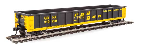 Walthers Mainline 53' Railgon Gondola - Ready To Run -- Railgon GONX #310220 (as-built; black, yellow) - 910-6247