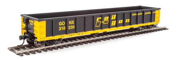 Walthers Mainline 53' Railgon Gondola - Ready To Run -- Railgon GONX #310330 (as-built; black, yellow) - 910-6249