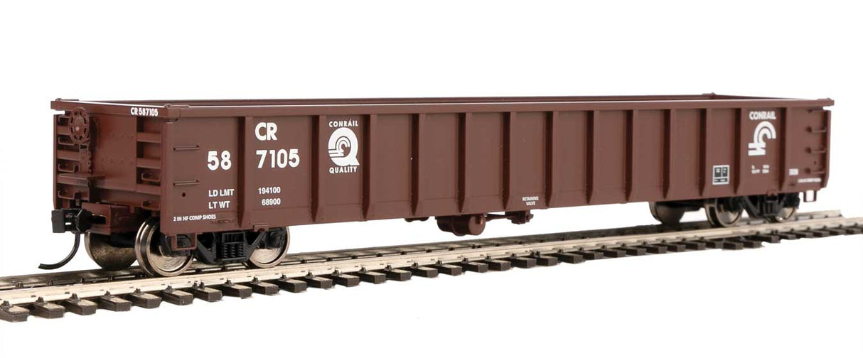 Walthers Mainline 53' Railgon Gondola - Ready To Run -- Conrail #587105 (Boxcar Red, white, Quality Logo) - 910-6265
