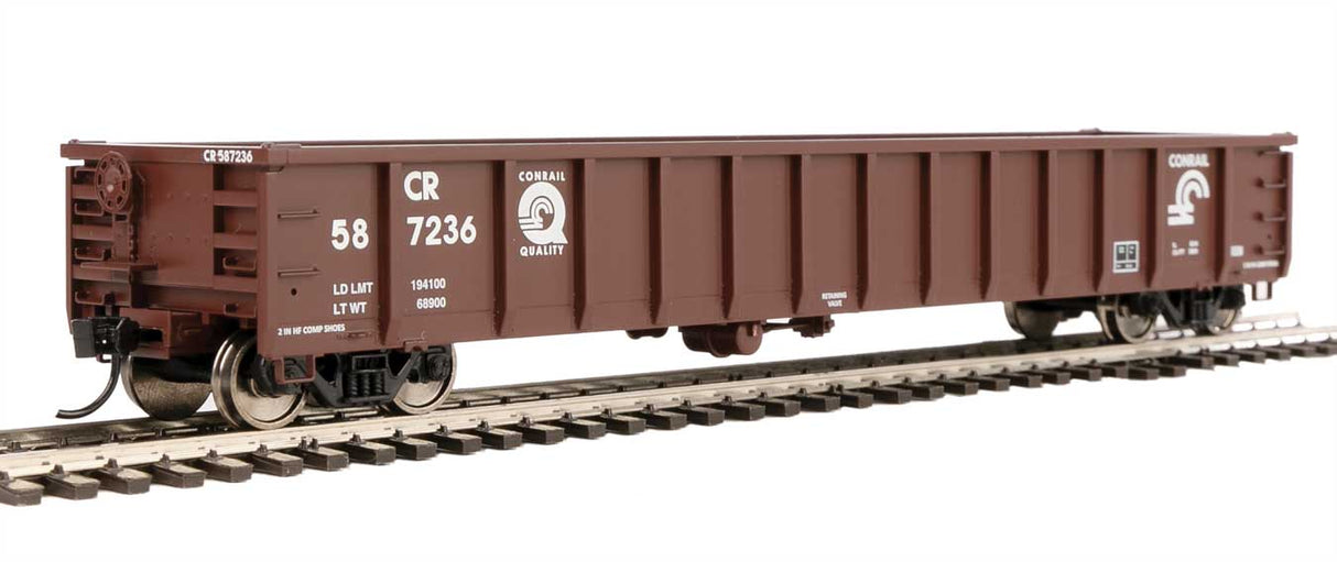 Walthers Mainline 53' Railgon Gondola - Ready To Run -- Conrail #587236 (Boxcar Red, white, Quality Logo) - 910-6268