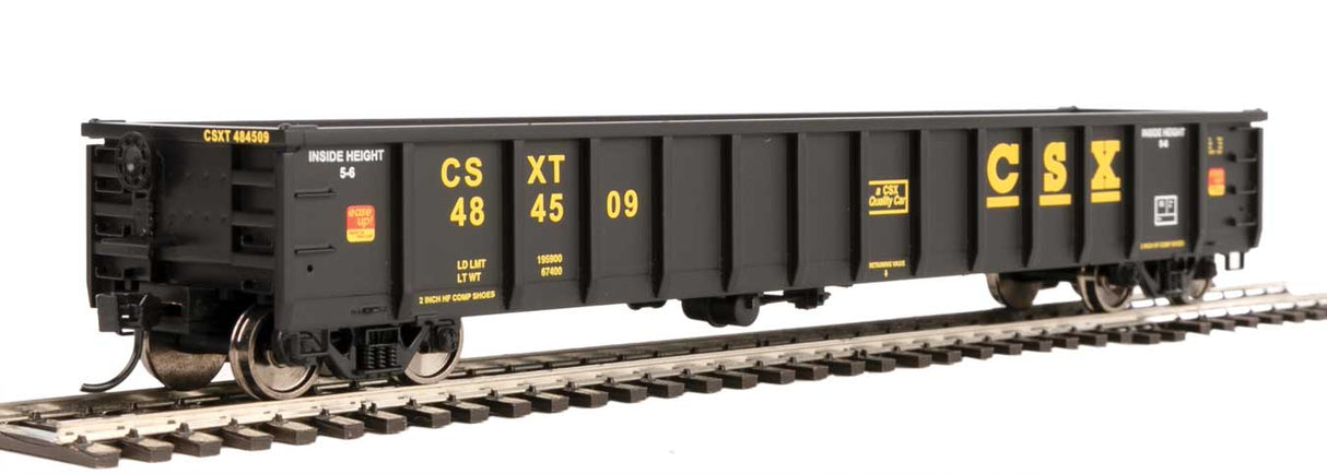 Walthers Mainline 53' Railgon Gondola - Ready To Run -- CSX #484509 (black, yellow) - 910-6270