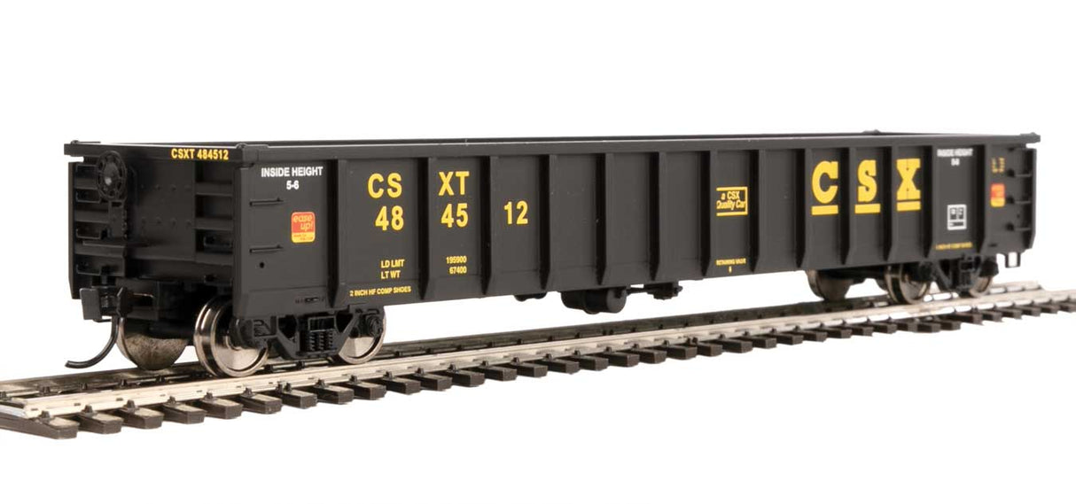 Walthers Mainline 53' Railgon Gondola - Ready To Run -- CSX #484512 (black, yellow) - 910-6271