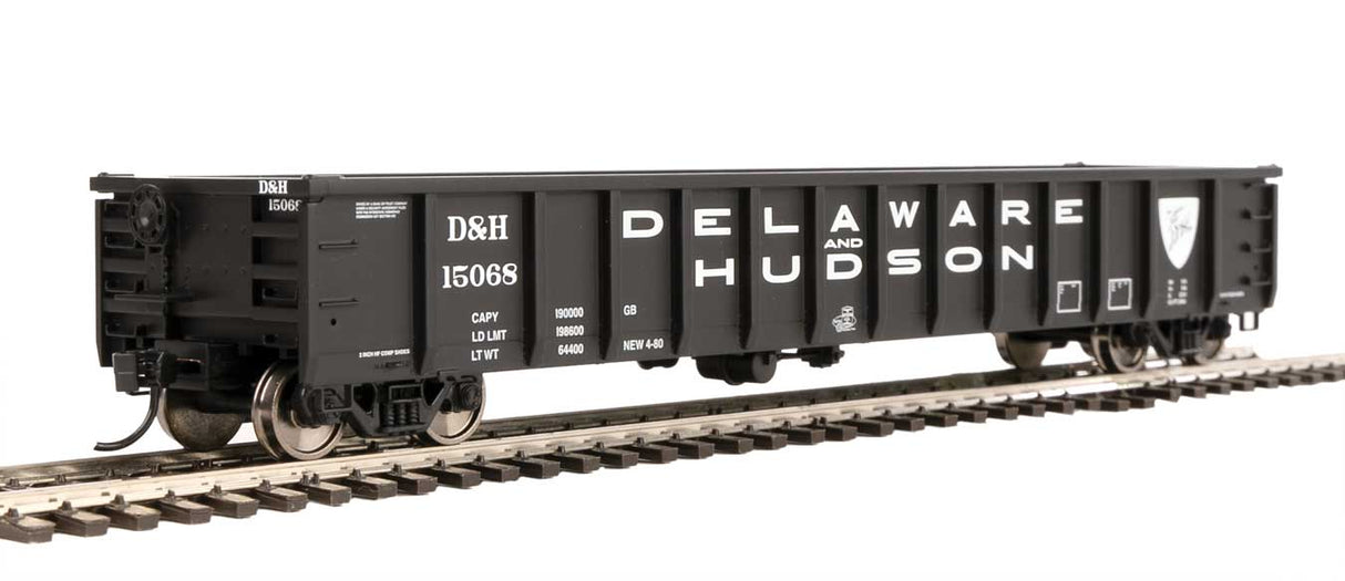 Walthers Mainline 53' Railgon Gondola - Ready To Run -- Delaware & Hudson #15068 (black, white, large name) - 910-6273