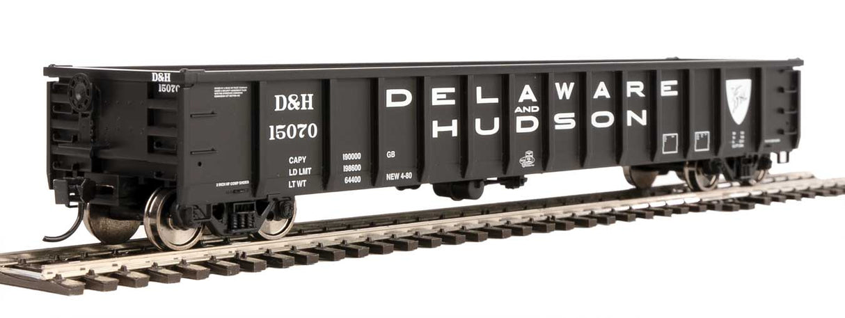 Walthers Mainline 53' Railgon Gondola - Ready To Run -- Delaware & Hudson #15070 (black, white, large name) - 910-6274