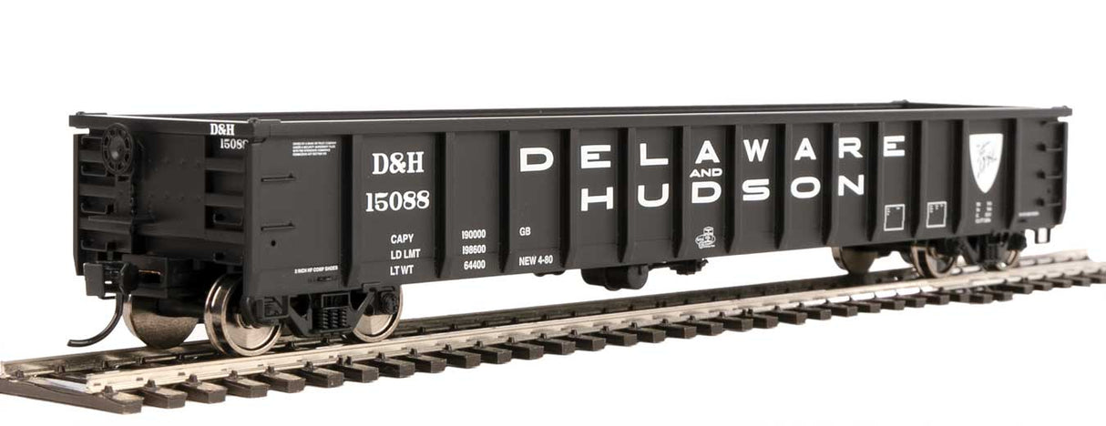 Walthers Mainline 53' Railgon Gondola - Ready To Run -- Delaware & Hudson #15088 (black, white, large name) - 910-6276