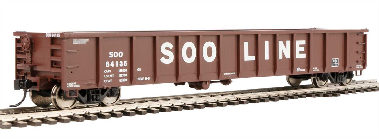 Walthers Mainline 53' Railgon Gondola - Ready To Run -- Soo Line #64135 (oxide, white, large name) - 910-6288