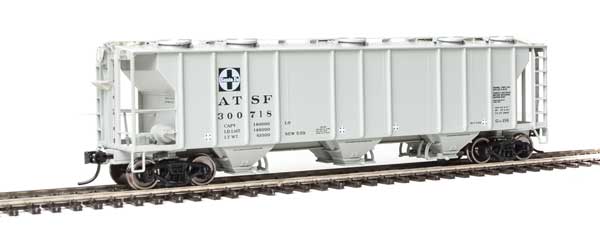 Walthers Mainline 50' Pullman-Standard PS-2 2893 3-Bay Covered Hopper - Ready to Run -- Santa Fe #300718 - 910-7005